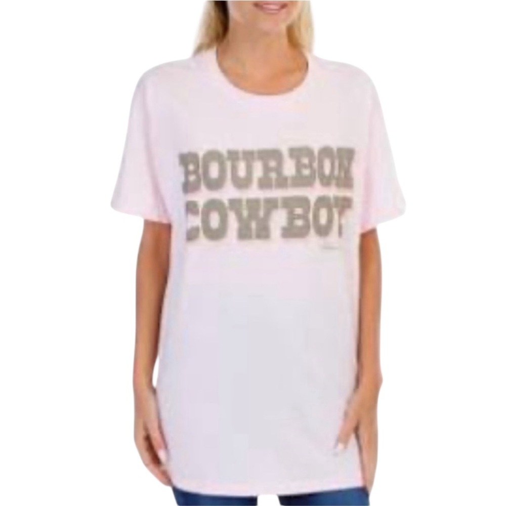 Bohemian cowgirl women’s graphic Tee M, L, XL bourbon cowboy boot barn pink